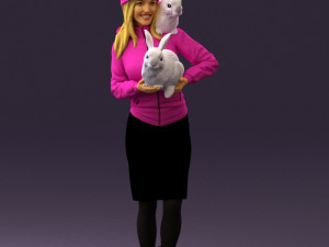 woman in pink with rabits 0558 3Dモデル