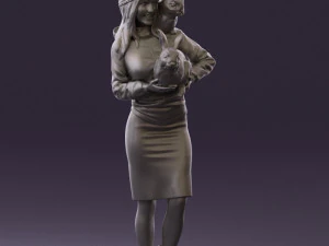 woman in pink with rabits 0558 3D Model