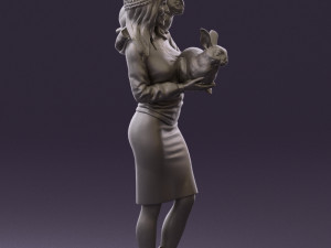 woman in pink with rabits 0558 3Dモデル
