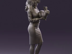 woman in pink with rabits 0558 3D Model