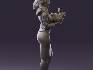 woman in pink with rabits 0558 3Dモデル
