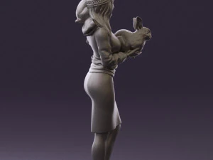 woman in pink with rabits 0558 3D Model