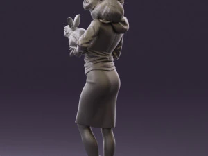 woman in pink with rabits 0558 3D Model