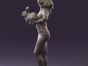 woman in pink with rabits 0558 3Dモデル