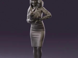 woman in pink with rabits 0558 3D Model
