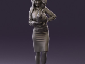 woman in pink with rabits 0558 3Dモデル
