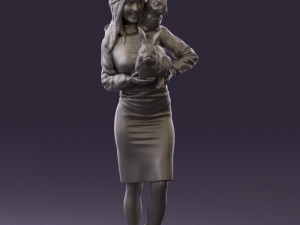 woman in pink with rabits 0558 3Dモデル