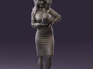 woman in pink with rabits 0558 3D Model