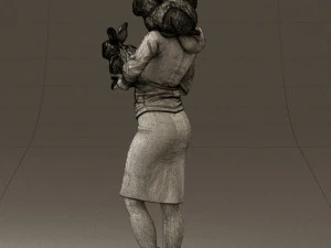 woman in pink with rabits 0558 3D Model