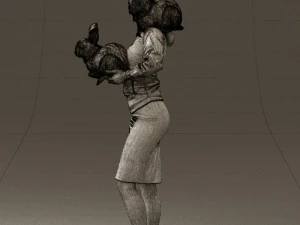 woman in pink with rabits 0558 3D Model