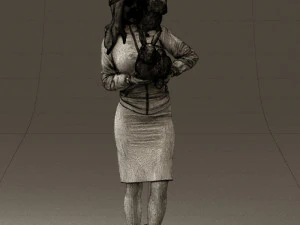 woman in pink with rabits 0558 3D Model