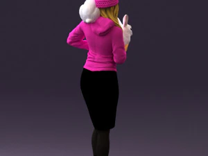 woman in pink with rabits 0558 3d print ready 3D Print Model