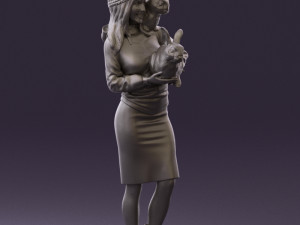 woman in pink with rabits 0558 3d print ready 3D 프린트 모델