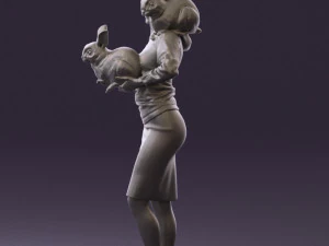 woman in pink with rabits 0558 3d print ready 3D Print Model