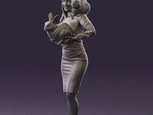 woman in pink with rabits 0558 3d print ready 3D 프린트 모델