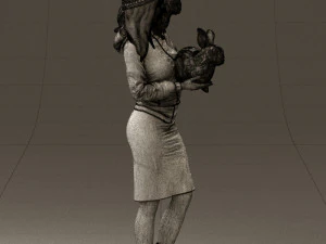 woman in pink with rabits 0558 3d print ready 3D Print Model