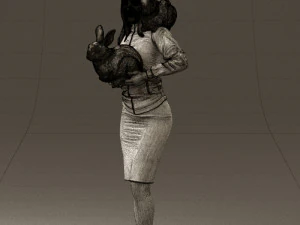 woman in pink with rabits 0558 3d print ready 3D Print Model