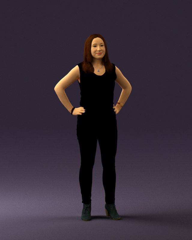 woman in black brown long hair 0560 Modèle 3D .c4d .max .obj .3ds .fbx .stl .blend 