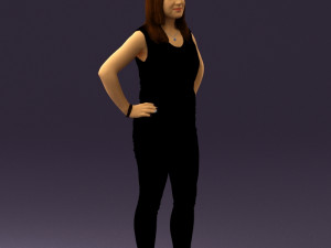 woman in black brown long hair 0560 Modèle 3D