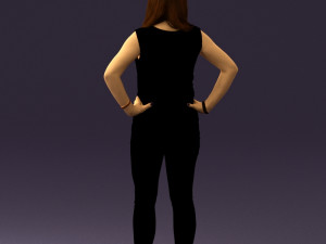 woman in black brown long hair 0560 Modèle 3D