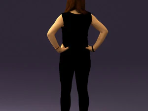 woman in black brown long hair 0560 3D Model
