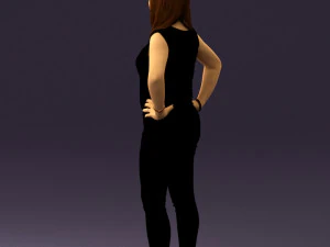 woman in black brown long hair 0560 3D Model