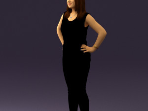 woman in black brown long hair 0560 Modèle 3D