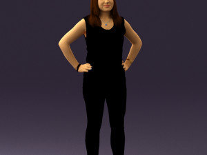 woman in black brown long hair 0560 Modèle 3D