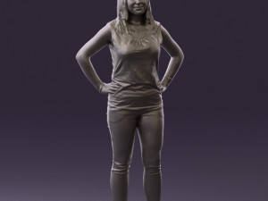 woman in black brown long hair 0560 Modèle 3D