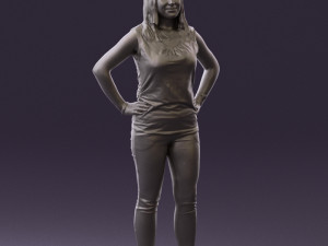 woman in black brown long hair 0560 Modèle 3D