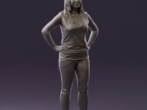 woman in black brown long hair 0560 3D Model