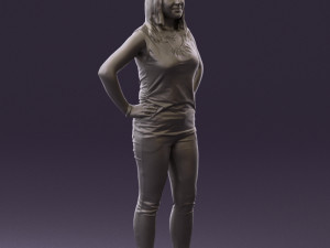 woman in black brown long hair 0560 Modèle 3D