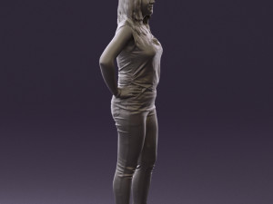 woman in black brown long hair 0560 Modèle 3D