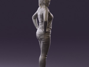 woman in black brown long hair 0560 Modèle 3D