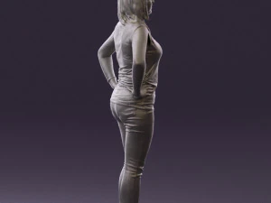 woman in black brown long hair 0560 3D Model