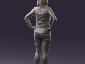 woman in black brown long hair 0560 Modèle 3D