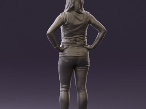 woman in black brown long hair 0560 Modèle 3D
