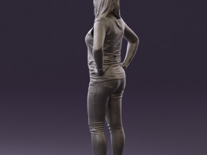 woman in black brown long hair 0560 Modèle 3D