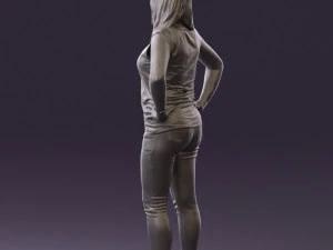 woman in black brown long hair 0560 3D Model