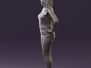woman in black brown long hair 0560 Modèle 3D