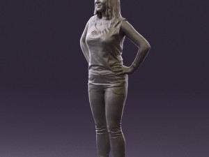 woman in black brown long hair 0560 Modèle 3D