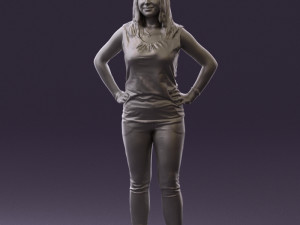 woman in black brown long hair 0560 Modèle 3D