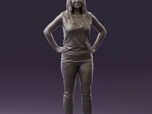 woman in black brown long hair 0560 Modèle 3D