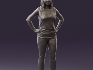 woman in black brown long hair 0560 Modèle 3D