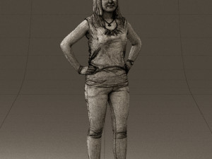 woman in black brown long hair 0560 Modèle 3D