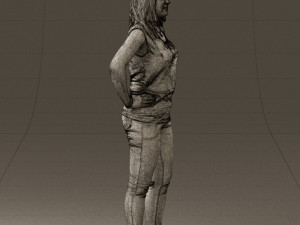 woman in black brown long hair 0560 Modèle 3D