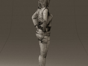 woman in black brown long hair 0560 Modèle 3D