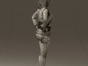 woman in black brown long hair 0560 3D Model