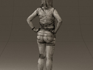 woman in black brown long hair 0560 Modèle 3D
