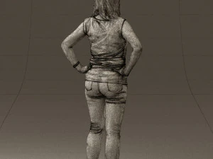 woman in black brown long hair 0560 3D Model